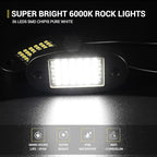 Hovano 12 Pods White Rock Lights 6000K Pure White 36 LEDs SMD Chips Super Bright Neon Underglow Light IP68 Waterproof for Pickup Trucks SUV UTV ATV RZR Car Boats (White)