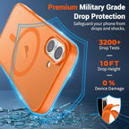 SUPFINE Magnetic for iPhone 16 Case with Screen Protector (Compatible with MagSafe) (Military Grade Drop Protection) Translucent Matte Shockproof Phone Cover,Starry Orange