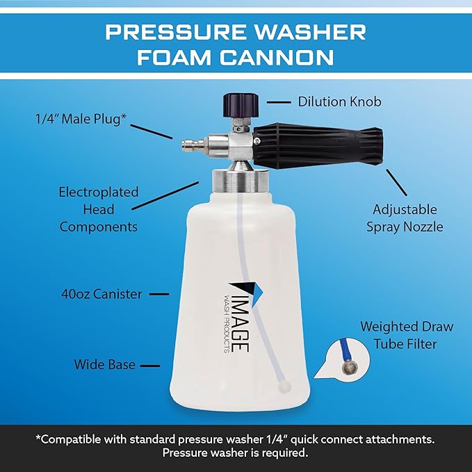 Image Wash Touchless Foam Cannon Kit, 2-Step Touchless Wash System with Dual Foam Cannons, Safe for Polished Aluminum, Wax & Ceramic Coatings, Biodegradable, 128 fl oz