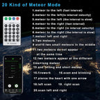AMKI 100pcs*0.04in*13.1ft Pure White Shooting Stars Effect Fiber Optic Lights Kit,10Holes LED 5W Meteor Light Engine with Bluetooth+RF Remote Control 20 Meteor Modes