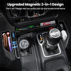 DIAMOOKY Upgraded Metal Magnetic Center Console Organizer for Jeep Wrangler JL/JLU/4XE 2018-2026 & Gladiator JT 2026 2025 2024-2020 Accessories, Gear Shift Side Storage Box,Integrated (Not for JK/JKU)