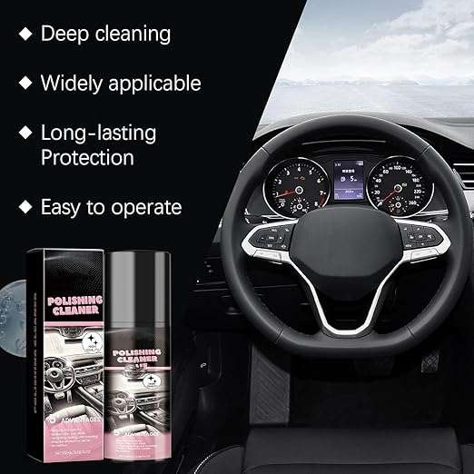 Car Interior Protectant Spray, 2026 New Polishing Cleaner Car Interior, Finish No Greasy Wet Look, Restore to Factory Like Condition, Suitable for Rubber, Plastic and Leather (2)