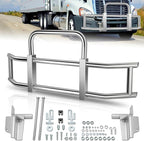 Auto Dynasty Front Bumper Brush Bull Bar Deer Guard Compatible with 2008-2017 Freightliner Cascadia, 3mm Thick Iron Tubing, Polished Chrome