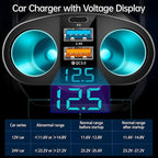 Cigarette Lighter Adapter, USB C Car Phone Charger Adapter with Voltmeter, QC3.0 & PD 24V Cigarette Lighter Splitter, 12V USB Outlet Car USB Charger Fast Charging for Phone Tablets Dashcam