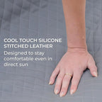 Big Joe Solvana Outdoor Ottoman, Weather-Resistant Cool Touch Silicone Stitched Leather, Ottoman Only, Moonlit Gray