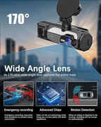 Dash Cam Front and Rear, 1080P Dash Camera for Cars, 3 Channel Car Camera Front Rear and Inside/Back with 32GB Card 5G Wireless WiFi, Loop Recording, Night Vision, HDR, G-Sensor, 24Hr Parking