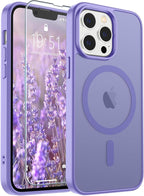 SUPFINE Magnetic for iPhone 13 Pro Max Case (Compatible with MagSafe) (Military Grade Drop Protection) Slim Translucent Matte Shockproof with Anti-Fingerprint Phone Case,Purple