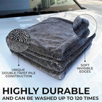 1200GSM Microfiber Car Drying Towel, Double-Twist Loop, Ultra-Absorbent, Quick-Dry, Lint- & Streak-Free, Scratch-Safe, for Car Wash & Detailing (1 Pack) (Dark Grey, 16" x 24")