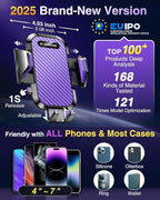 VANMASS Phone Holders for Your Car 2026 Ultimate Phone Mount Military-Grade Windshield Dashboard Vent【Newest Best Strongest】 Cell Phone Car Mount for iPhone 16 Pro Max 15 Samsung Android,Purple