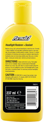 Formula 1 Headlight Restorer & Sealant – One Step Polish to Clean & Renew Yellowed Headlights, Windscreens, or Exterior Plastics (8 oz.)
