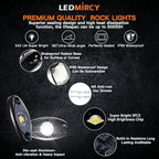LEDMIRCY Pure White Rock Lights 30PCS 6000K Super Bright Rock Light White for Off Road Trucks ATV UTV SUV Boat Car Underglow TRAI Rig Light Underbody Neon Lights High Power Waterproof Shockproof
