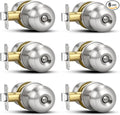 Plustool 6 Pack Brushed Nickel Door Knobs,Privacy Door Knob with Lock, Interior Doorknobs Silver, Keyless Door Locks Set for Bedrooms Bathrooms, Reversible for Left/Right Door Handle