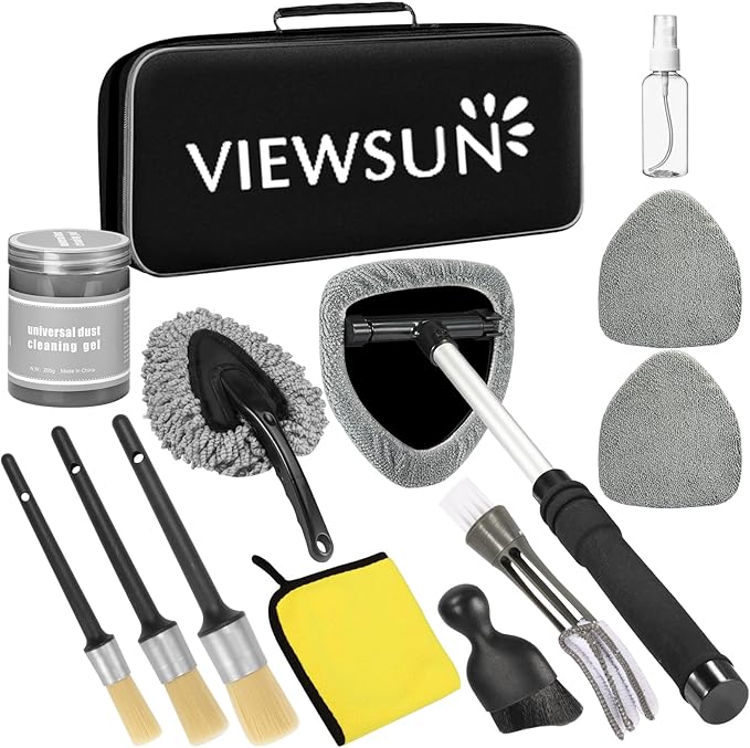 Viewsun 30 PCS Car Cleaning Kit, Purple Car Interior Detailing Kit with High Power Handheld Vacuum, Detailing Brush Set, Windshield Cleaner, Cleaning Gel, Complete Auto Accessories for Women Gift