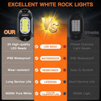 White Rock Lights,LEDMIRCY R6 LED Pure White Rock Lights 16PCS with Rocker Switch Wire Harness Kit Super Brigh Luces para Carro for Trucks UTV Off Road Boat ATV High Power Light Waterproof Shockproof