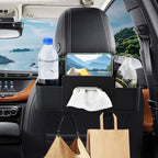 4-in-1 Back Seat Car Organizer with Extra Large Capacity, 2 Cup Holders, Tissue Box Dispenser & Storage Hook for Phone, Snacks, Toys(Black)