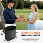 Teccom Golf Club and Ball Cleaning Bag, Golf Cleaner Pouch with Three-Layer Waterproof Fabric Technology, Microfiber Layer, Neoprene, PU Leather Exterior, Detachable Clip, Golfer Gift