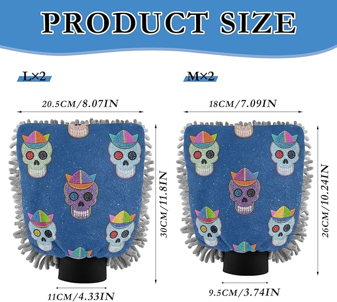 Fake Glitter Cartoon Hat Skull Blue Cool Car Wash Mitts Scratch-Free Wash Mitts For Cars Washing Car Washer Sponge