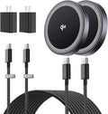 THREEKEY 2 Pack 15W Qi2 Certified Magnetic Wireless Charger 6.6ft Cable, Fast Charging Pad for iPhone 17-12&Airpods Series(20W Adapter Included)