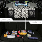 Black Dog Paw Print Trunk Hanging Storage Bag Large Capacity Car Back Seat Organizer with 4 Storage Bags,Space Saving Expert
