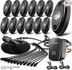 LEDMIRCY R1 Pure White LED Rock Lights Kit with Roker Switch Wire Harness 12PCS High Power Rock Lights White for Trucks Off Road ATV UTV SUV Underglow Trail Rig Light Under Body Waterproof Light