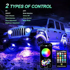 RGB Rock Lights, 8 Pods 36 LEDs SMD Chips Super Bright App Control Underglow Neon Light Exterior Chassis Wheel Well Glow Kit for Off Road Cars Trucks Jeep SUV UTV ATV RZR Golf Cart