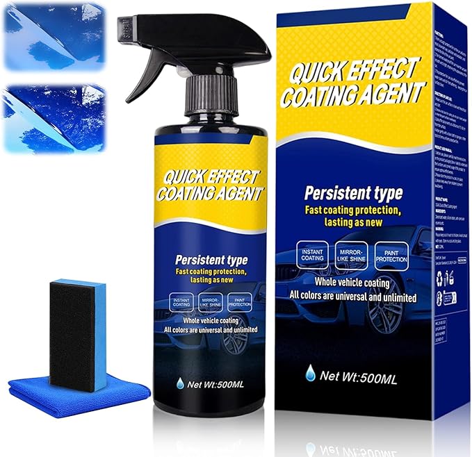 Advanced Car Quick Acting Coating Agent Spray,16.9 Oz Advanced Quick Effect Coating Agent,Car Coating Spray,500ml Quick Effect Coatings Agent,Cars Scratch Wax Coating Sprays(1PC+Sponge+Cloth)