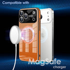 Guppy Compatible with iPhone 17 Pro Magnetic Case, with Full Camera Lens Protector [Compatible with MagSafe] Scratch Resistant Gradient Glass Back Cover Phone Case-Orange