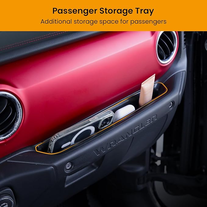 BANKKY 5PCS Center Console Organizer for 2018-2023 Jeep Wrangler JL JLU and Gladiator JT Accessories, Gear Shift Tray, Hanging Storage Box, Armrest Hidden Box, Passenger Side Grab Bar Tray, Not for JK