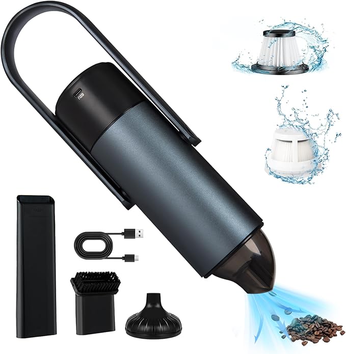 Verazon Car Vacuum Cleaner, 2-in-1 Blower Handheld Cleaner, 9000PA Car Vacuum Portable Cordless with Multi-Nozzles, Handheld Vacuums with Dual Filters, Mini Vacuum Cleaner for Home, Office, Pet