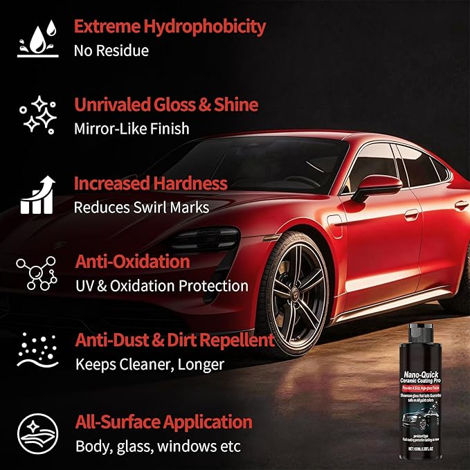 KOSIMI 2 PCS Quick Effect Coating Agent, Nano-Quick Ceramic Coating Pro, 3.5 fl.oz Revolutionary Nano Spray for Car Detailing, for Dust-Proof Glass Effect and Lasting Luster