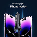 [Apple MFi Certified] Syncwire Car Charger iPhone 4.8A/24W Fast Car Phone Charger Cigarette Lighter USB Car Adapter with Build-in 8FT Lightning Cable Coiled for Apple iPhone 14/13/12/11/XR/Max, iPad