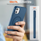 SUPFINE Magnetic for iPhone 12 Mini Case & iPhone 13 Mini Case (Compatible with MagSafe) (Military Grade Drop Protection) Slim Translucent Matte Shockproof Phone Cover,Deep Blue