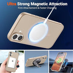 SUPFINE Magnetic for iPhone 16 Case (Compatible with MagSafe)(Military Grade Drop Protection) Translucent Matte Shockproof with Anti-Fingerprint Phone Cover,Desert Gold