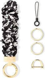 WEESMILE Keychain Wristlet, Stretchy Key Chain for Car Keys with D ring, Cute Scrunchie Wrist Bracelet for Women Men