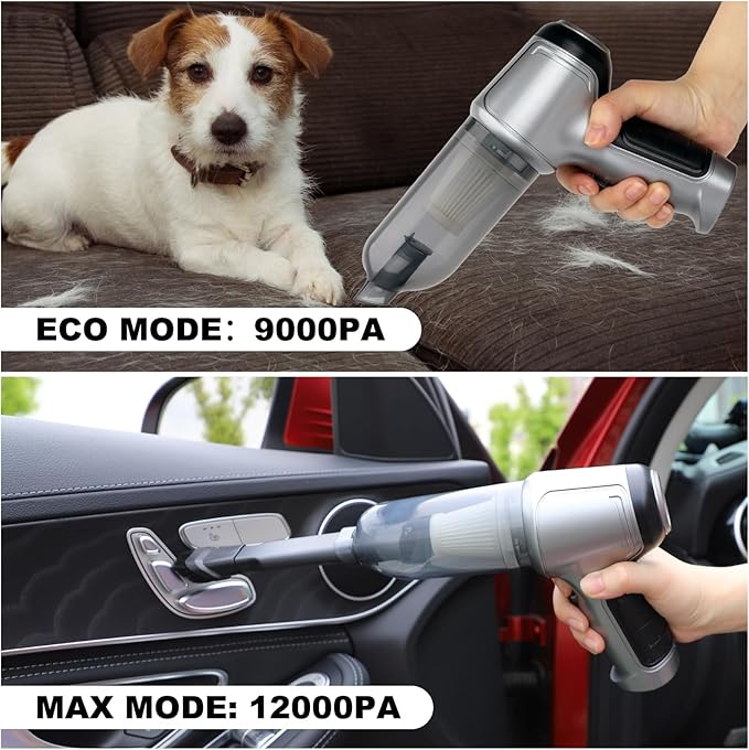 Yougfin Car Vacuum Cleaner Cordless, 3 in 1 Handheld Vacuums Brushless Motor High Power 12500PA Compressed Air Dusters Cordless Vacuum Cleaners for Car Home
