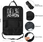 2 Pcs Backseat Car Organizers with Table Tray, 6 Storage Pockets Car Organizer with Tablet Holder, Kick Mats Protectors for Kids Travel Accessories Black, Unisex(Stylish,Black)