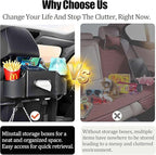 4-in-1 Back Seat Car Organizer – Premium Nappa Leather Storage Caddy with Cup Holder, Tissue Dispenser & Phone Pocket for Kids & Travel | Universal Fit for SUVs, Vans & Cars (Black)