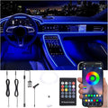 Car Interior Ambient Lighting Kit Multicolor RGB 3m Optic Fiber 64 Colors Sound Active Music Sync Memory Function Wireless RF Remote Controller + Bluetooth APP Control Car Atmosphere Light