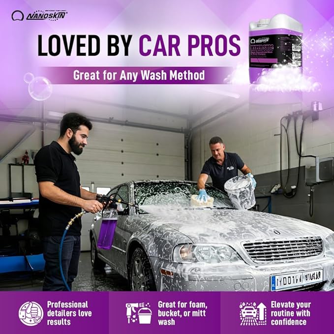 Nanoskin HYPER SUDS Foaming Car Wash Shampoo 55 Gallons - Ultra Concentrated: Works with Foam Cannon, Foam Gun, Bucket Wash, Pressure Washer | Ideal for Use in Mixing/Metering systems | 800:1 Dilution