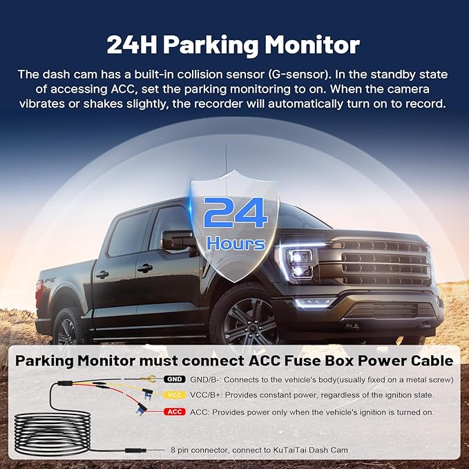 4K Dash Cam for Ford F150/F250/F350 2021-2026 (Model A), Front 4K Dash Camera, UHD 2160P Video, OEM Style, WiFi & APP, Loop Recording, G-Sensor, 24H Parking Monitor + 128GB Card