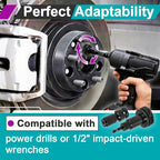 2 Sets Wheel Hub Cleaning Kit Fits Power Drill or 1/2" Impact Driven Wrenches for Car & Truck, Hub Cleaning Tool Quickly Remove Rust from Studs and Brake Discs