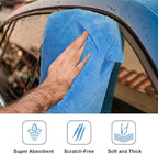 Shimeyao 30 Pcs Edgeless Microfiber Plush Towels for Cars Detailing Drying Wash Polishing Absorbent Cleaning Cloths, 500 GSM (16 x 16 Inch,Light Blue)
