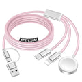 Travel Essentials for Apple Watch Charger,iPhone Charger,3 in 2 Type C/L/Magnetic Fast Charging Cable,Multi Charging Cable Portable Designed for iWatch Series,iPhone 17-11,Galaxy S26-S21,Car-4FT