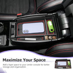 LUWU Center Console Organizer Compatible with Bronco Sport 2021-2026/Ford Escape 2020-2026 Accessories Armrest Console Storage Box Insert Tray ABS Material Black Coin Container Red