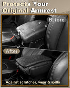 Armrest Cover for Jeep Wrangler JK Center Console Pad with Organizer Storage Pockets, Black Faux Leather Arm Rest Lid Cushion Accessories (2011-2017 Wrangler JK)