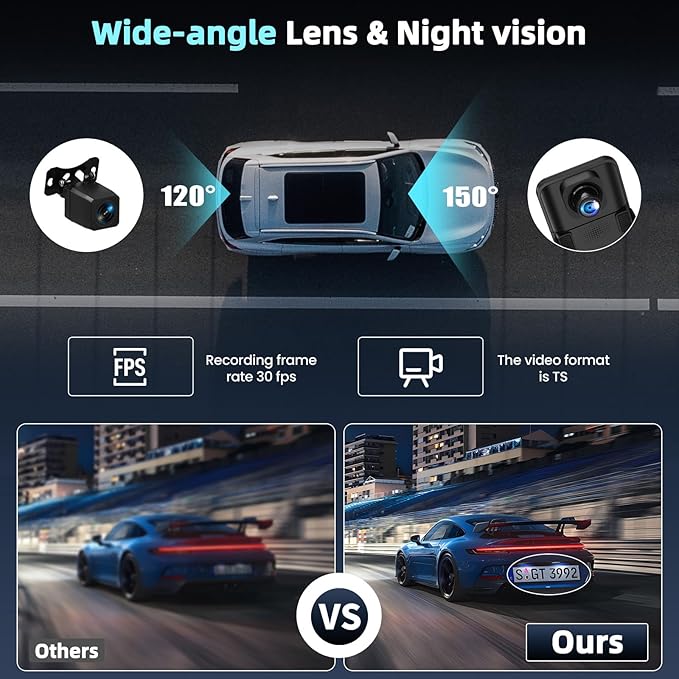 Mirror Dual Dash Camera for Car, Dashcam 4K Front 1080P Rear View ADAS BSD LCA Wi-Fi&APP 10.88" IPS Touch Screen HDR Night Vision G-Sensor Loop Recording 24H Parking Monitor Parking Monitor