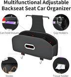 2PACK Backseat Seat Car Organizer, Multifunctional Adjustable Car Organizers and Storage, Universal Car Seat Organizer, Car Tissue Organizer with Cup Holder, Black