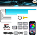 Acrylic Interior Car LED Strip Light with APP, RGB 10 in 1 with 175 inches 600 LEDs Fiber Optic Ambient Lighting Kits, 16 Million Colors Sound Active Function Car Neon LED Strip for Car