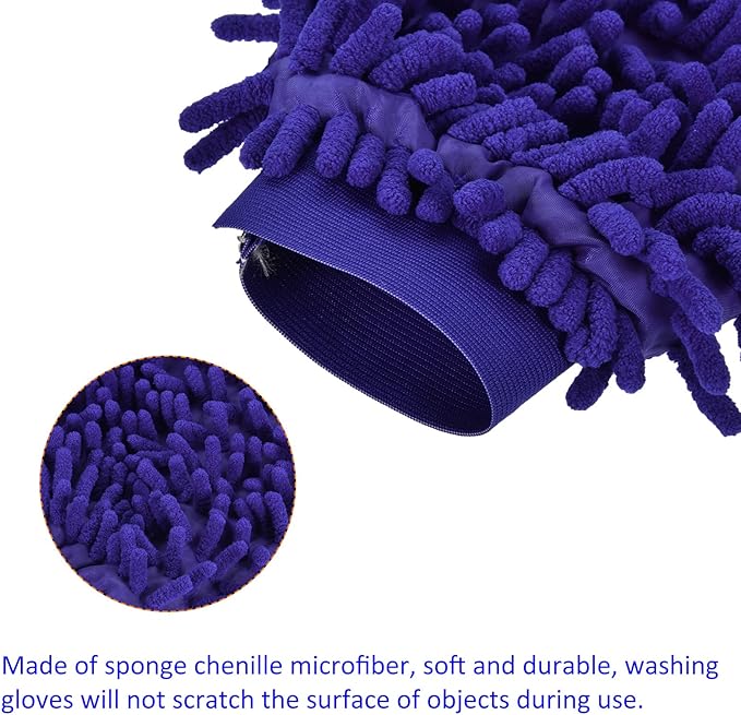 M METERXITY Microfiber Wash Mitt - Chenille Reusable Gloves for Cleaning, Scratch-Free, Apply to Kitchen House Cleaning