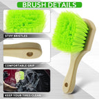 Vesici 2 Pcs 10 Inch Car Wash Brush Head with Soft Detailing Bristle Flow Through Car Cleaning Brush with 1 Pcs Stiff Bristle Wheel Brushes for Motorboat Rv Facades of Houses Wheel Carpet (Green)